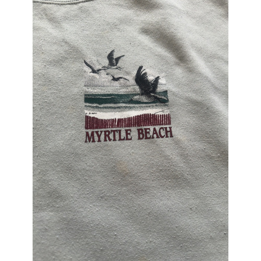 Vintage Hanes Myrtle Beach Embroidered Sweatshirt Sage Green Crewneck Large - Picture 10 of 10